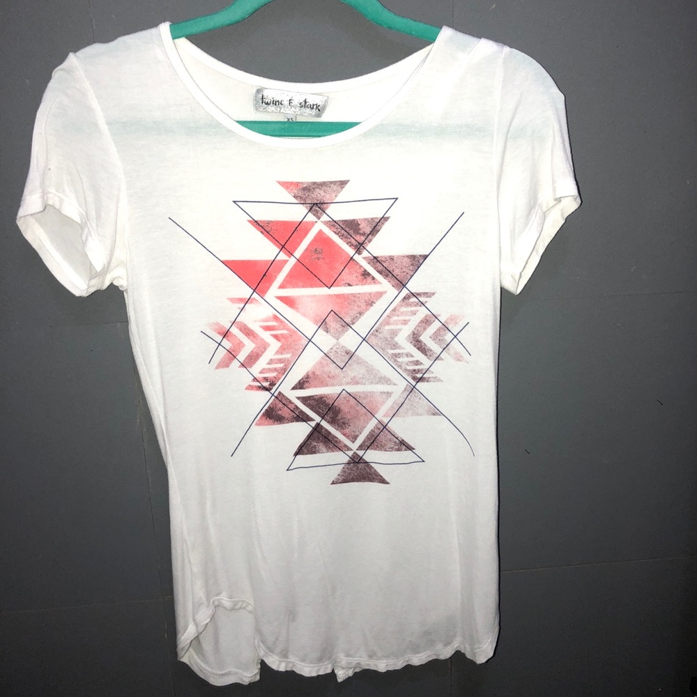 white designed tee